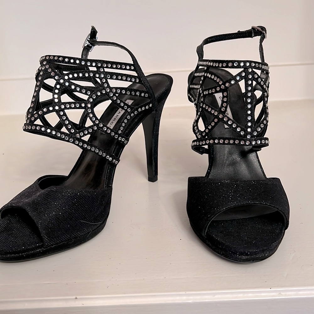 Black Caparros,size 8 1/2. 4” heel. With rhinestones